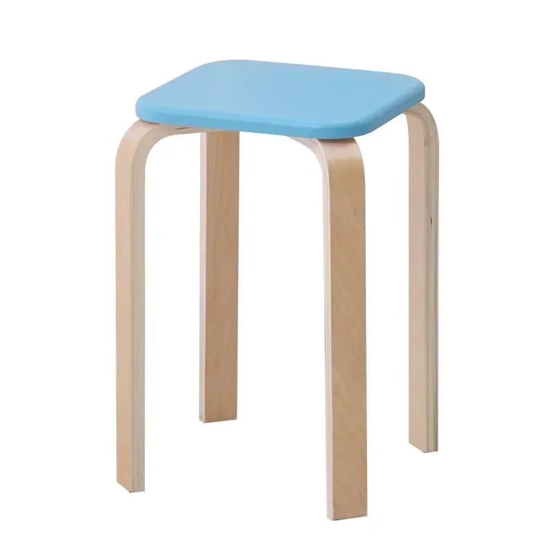 Simple solid wood high stool dining table fashion small home curved wood thickened adult bench