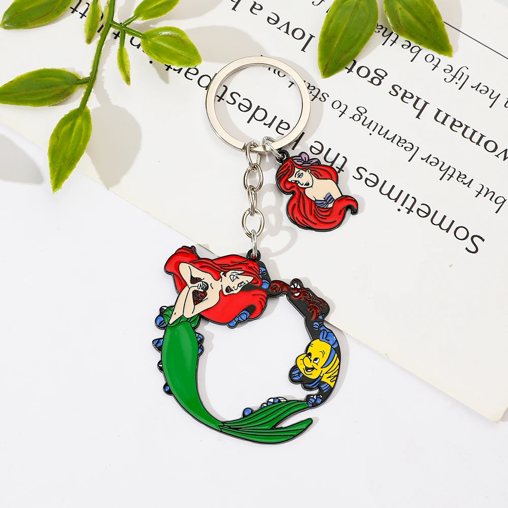 Disney the Little Mermaid Ariel Princess Keychain Anime Cartoon Girls Backpack Pendant Jewelry Accessory Gift