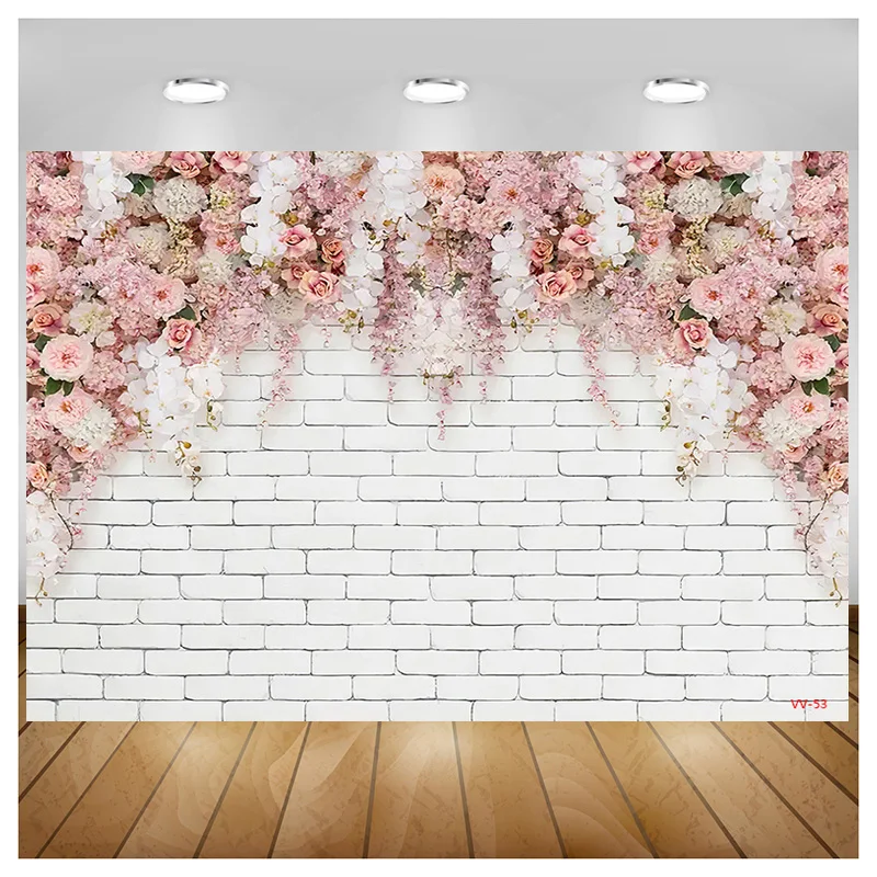 

ZHISUXI Brick Wall Red Heart Valentine's Day Photography Backdrops Props Romantic Love Wooden Photo Studio Background RQ-13