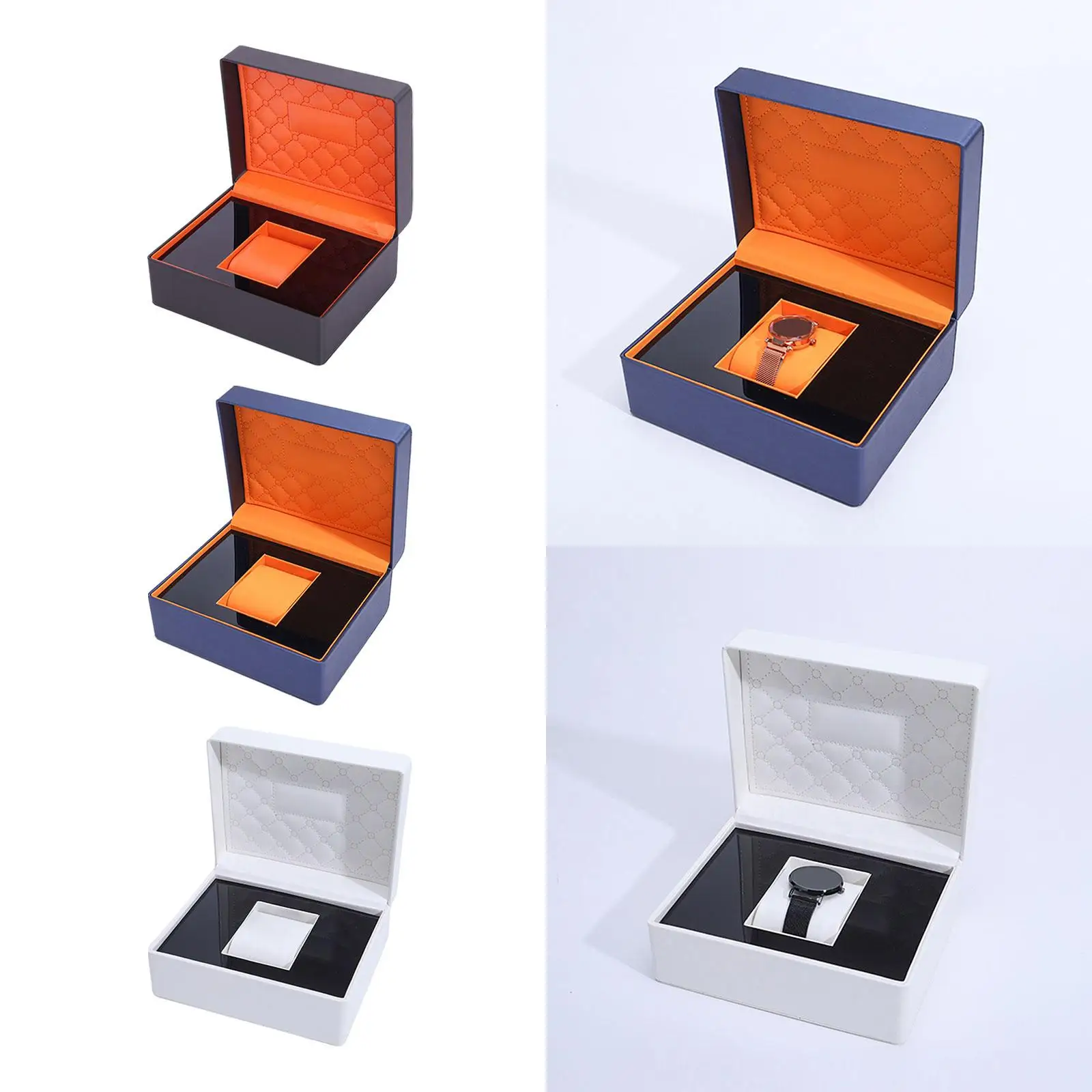 Caja de almacenamiento para reloj individual, soporte para pulsera, cuero PU de lujo para reloj de hombre