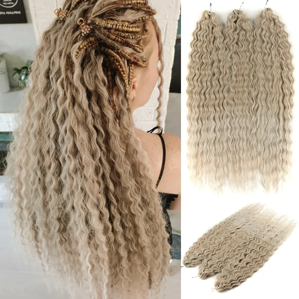 LOVE ME 22 Zoll 300g/3 Stück Ariel Curl Haar Wasserwellen Twist Crochet Haar Synthetische Ombre Regenbogenfarben Flechthaarverlängerungen – Detail 10