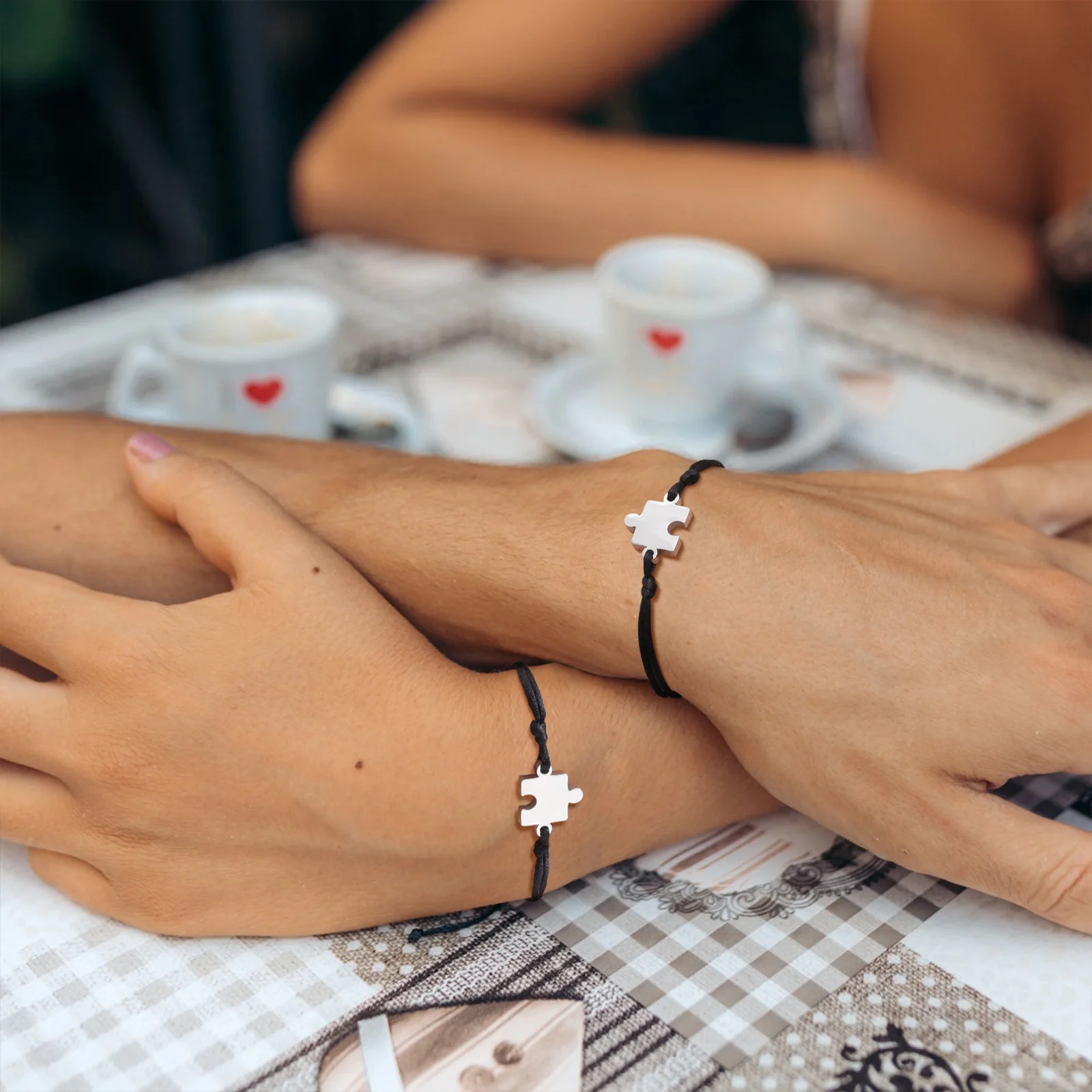 Gewebtes schwarzes Seil-Puzzle-Armband für Damen und Herren, individuelle Freundschaftsarmbänder, Mutter, Vater, Valentinstag, Geburtstag, Schmuck – Detail 6