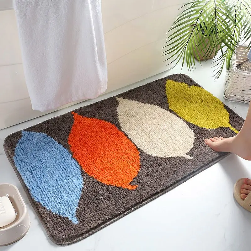 Modern Style Bathroom Quick Drying Anti-slip Floor Mat Household Entrance Doormat Bathtub Absorbent Foot Mat Thicken Plush Carpe