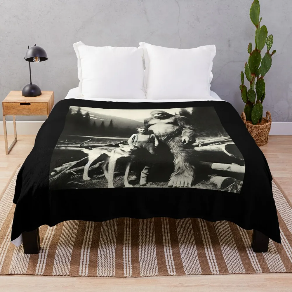 Sasquatch Bigfoot Logger Wolf Photograph Throw Blanket Fashion Sofas Warm Blankets