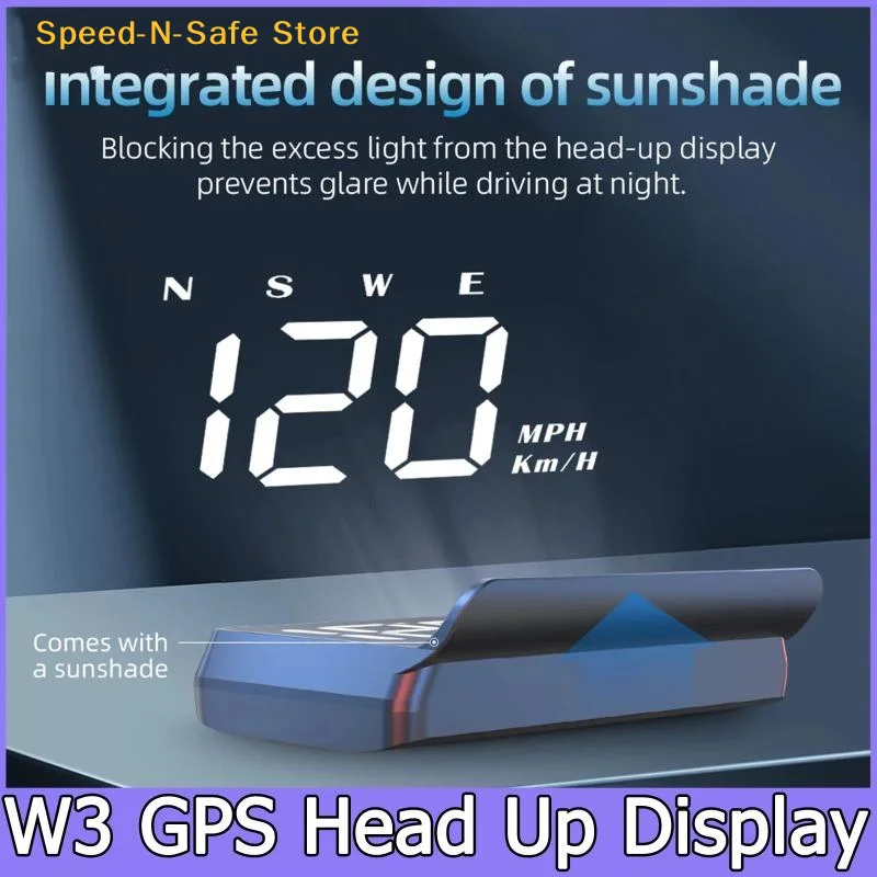 W3 GPS Car Head Up Display Fast GPS Connection Smooth Speed Display No Speed Jumps for Daily Commute Driving
