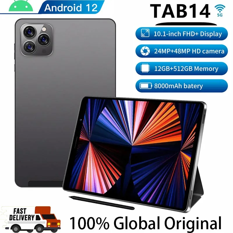 

2024 Hot Sales Gobal Version Tab14 Tablet Pc 8 Inch Android 12 Bluetooth 12GB 512GB Deca Core GPS WPS 5G/4G WIFI 4K Laptop