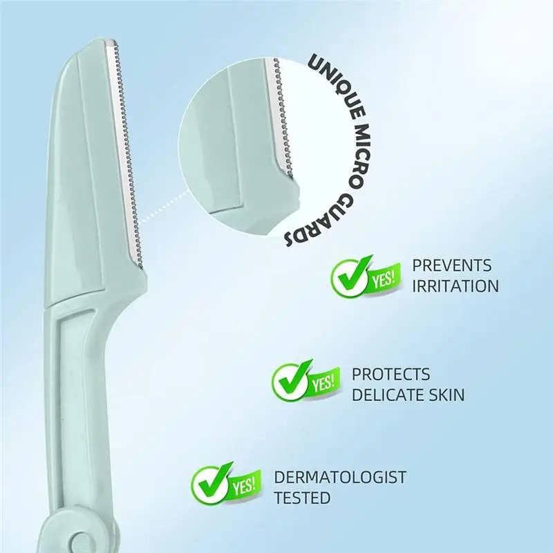 ABMK للنساء والرجال شفرات إزالة شعر الوجه والوجه وحشو تخزين شفرات حواجب قابلة للطي للسفر، أداة تجميل