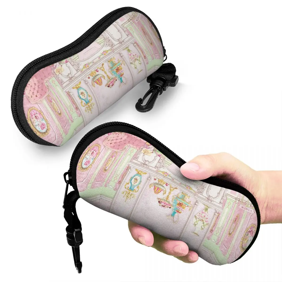 

French Patisserie Marie Antoinette Pink Cake Shop Diorama Shell Glasses Case Portable Sunglasses Box Women Men Soft Eyeglass Bag