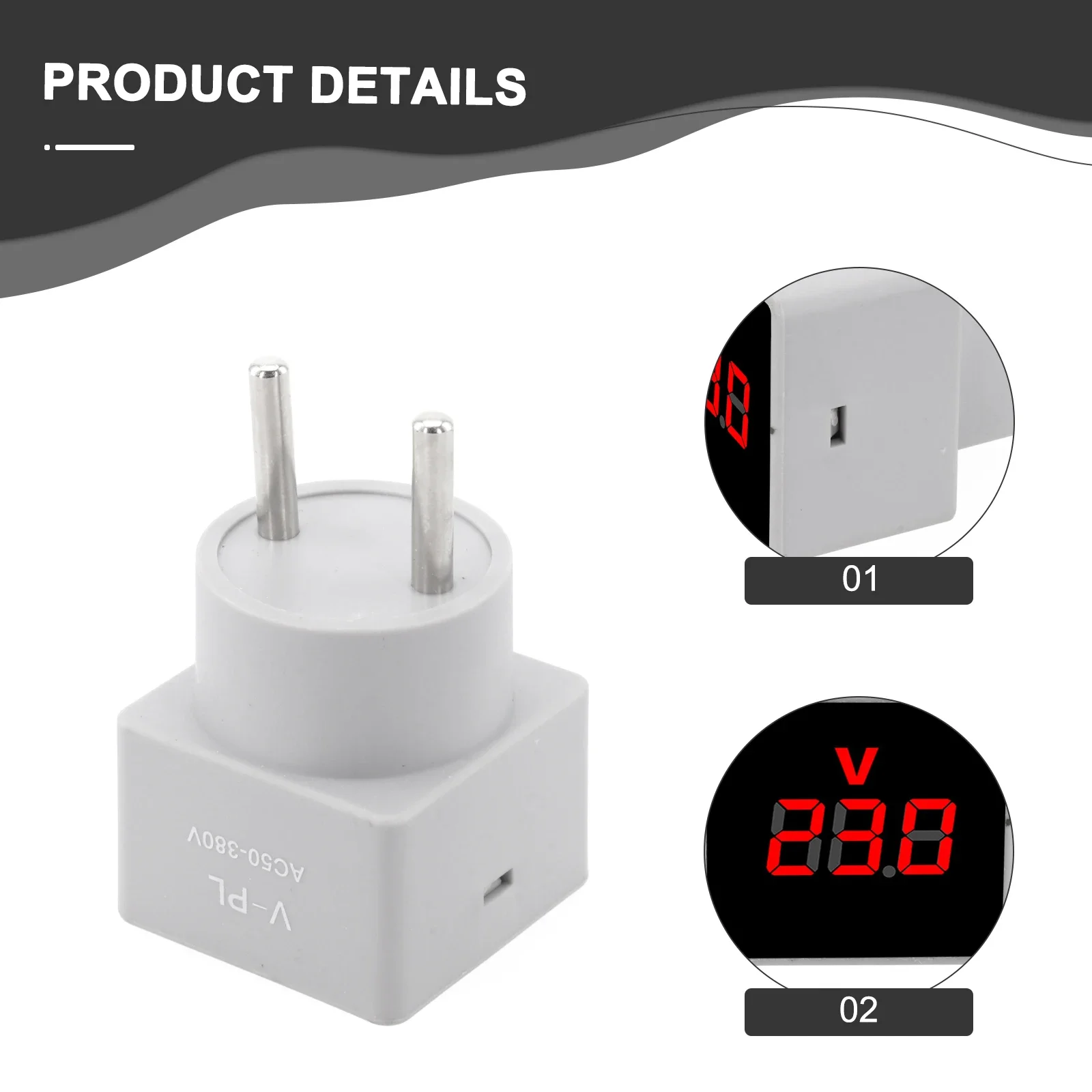 AC50-380V V-PL AC Voltmeter Square EU Plug Socket Voltage Meter Household Digital AC Voltmeter Electric Voltage Tester Monitor