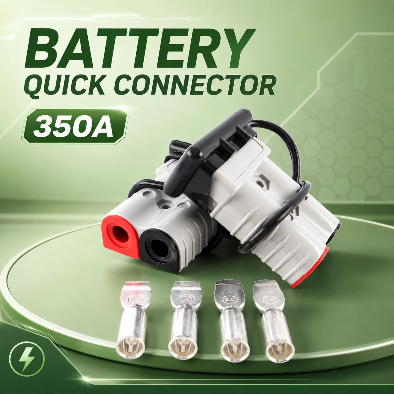 350A Battery Quick Connect/Disconnect Connector, 2/0 AWG Battery Cable Connector, Wire Harness Plug Kit for Car Winch Trailer