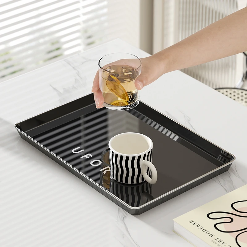 UFORU Tray Household rectangular plastic living room tea table water cup tea tray tea set dessert storage tray