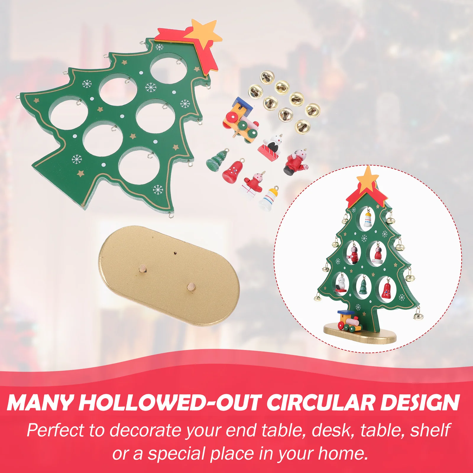 1 قطعة شجرة عيد الميلاد الخشبية الصغيرة ديكور ملون سطح المكتب زخرفة حفلة عيد الميلاد الديكور مشهد المنزل احتفالي الجدول تزين