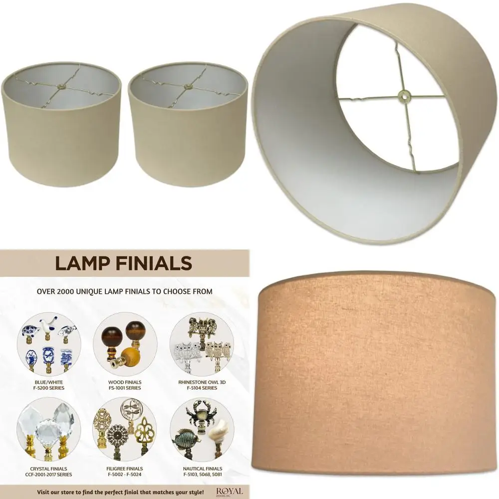 

Linen Beige Shallow Drum Hardback Lamp Shades, 11x12x8.5, 2-Pack, for Home Lighting Decor