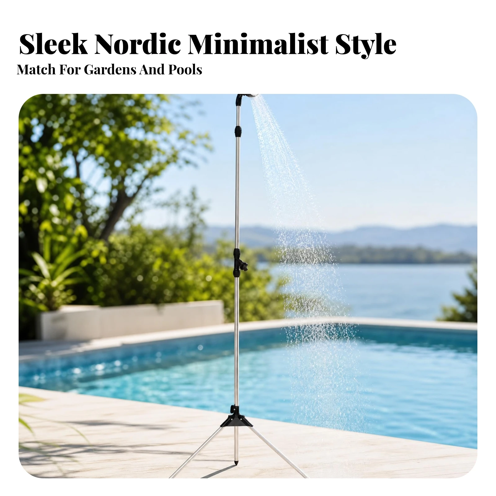 Telescopic Shower Adjustable Height Tripod Shower Quick-Connect Lightweight for Garden, Pool