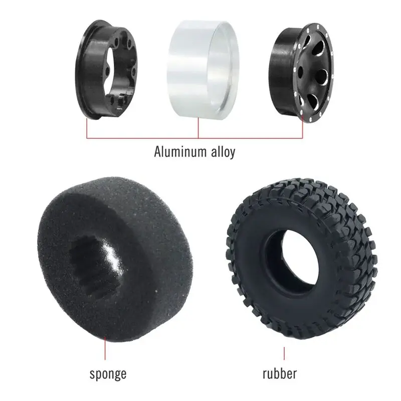 

AA91 Для SCX24 AXI 90081: Металлические колесные диски + шины + шестигранные адаптеры + ключ + 4 противоскользящих колпачка для винтов, аксессуары для тюнинга