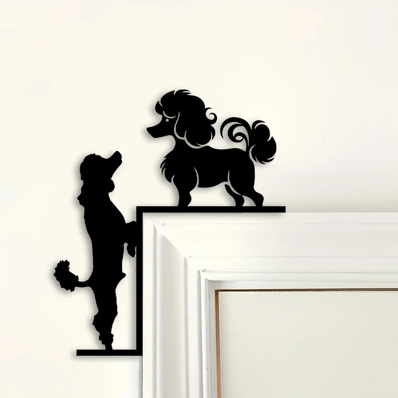 2D Art Deco Poodle Metal Corner Wall Art, Silhouette Animal Theme Home Decor, Ideal Birthday Gift for Pet Lovers 1pc