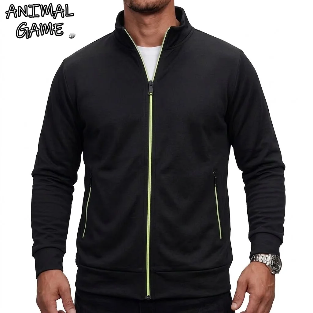 Men's Zip Fleece Jacket Coats Warm Thermal Sweatshirt Stand Collar Winter Coat Casual Track Outerwear with Zip Pockets Outerwear