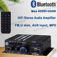 AK380 Bluetooth Power Amplifier Max 800W 12V Stereo BASS Audio Amp HiFi Digital Sound Amps For Home Car Support FM MP3 Player
