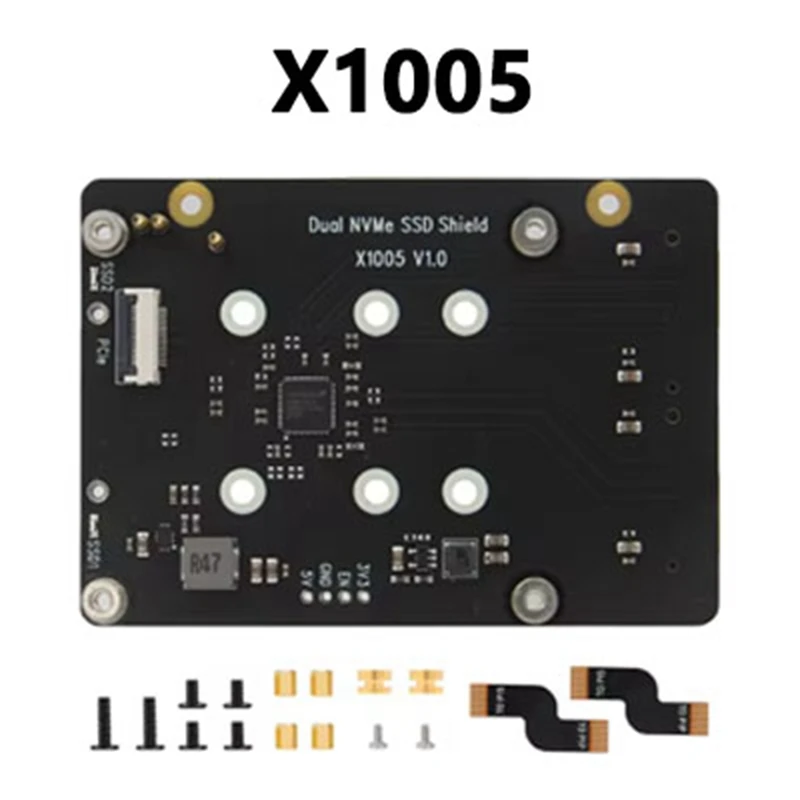 X1005 Dual Nvme Ssd Schild Pcle Naar M.2 Dual Ssd Voor Raspberry Pi 5 Ondersteunt Hailo-8 Ai Accelerator