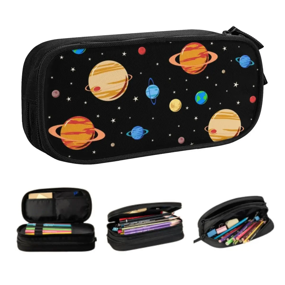 

Cute Planets Pattern Custom Cute Pencil Case Girl Boy Large Capacity Space Galaxy Universe Pencil Bag Pouch Students Stationery