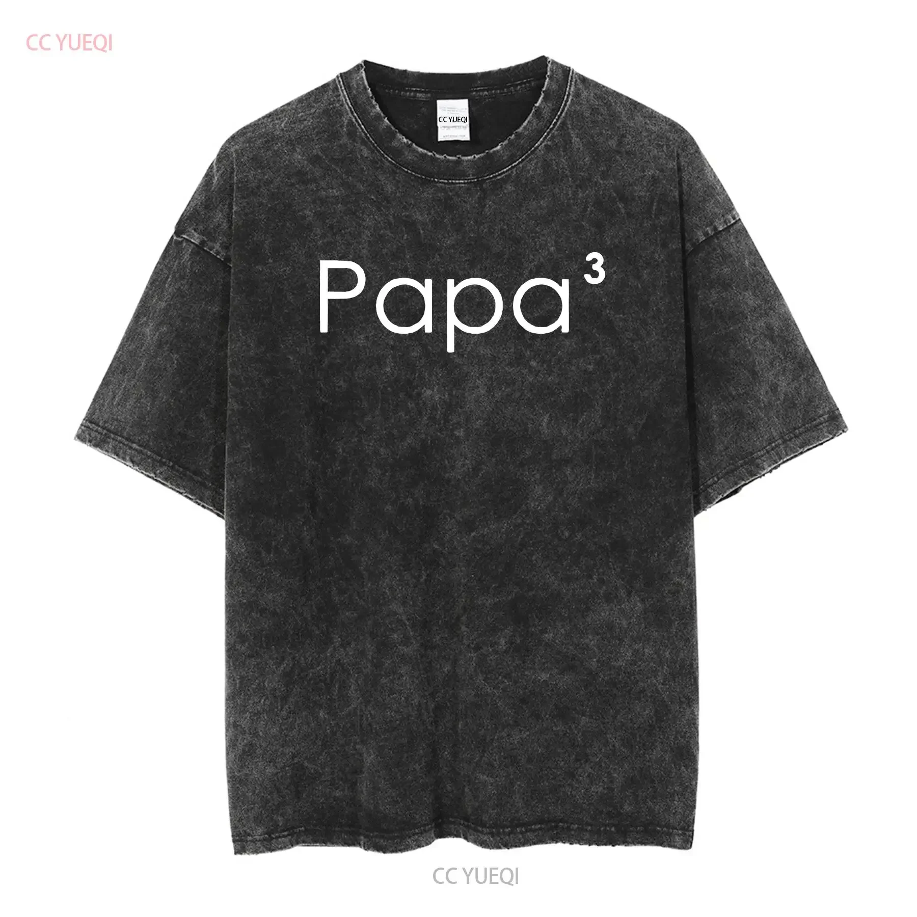 Papa 3 T Shirt 3rd Child Funny for Dad New Father Baby Shower s Papa3 Dads long or short sleeves vintage Washed Casual