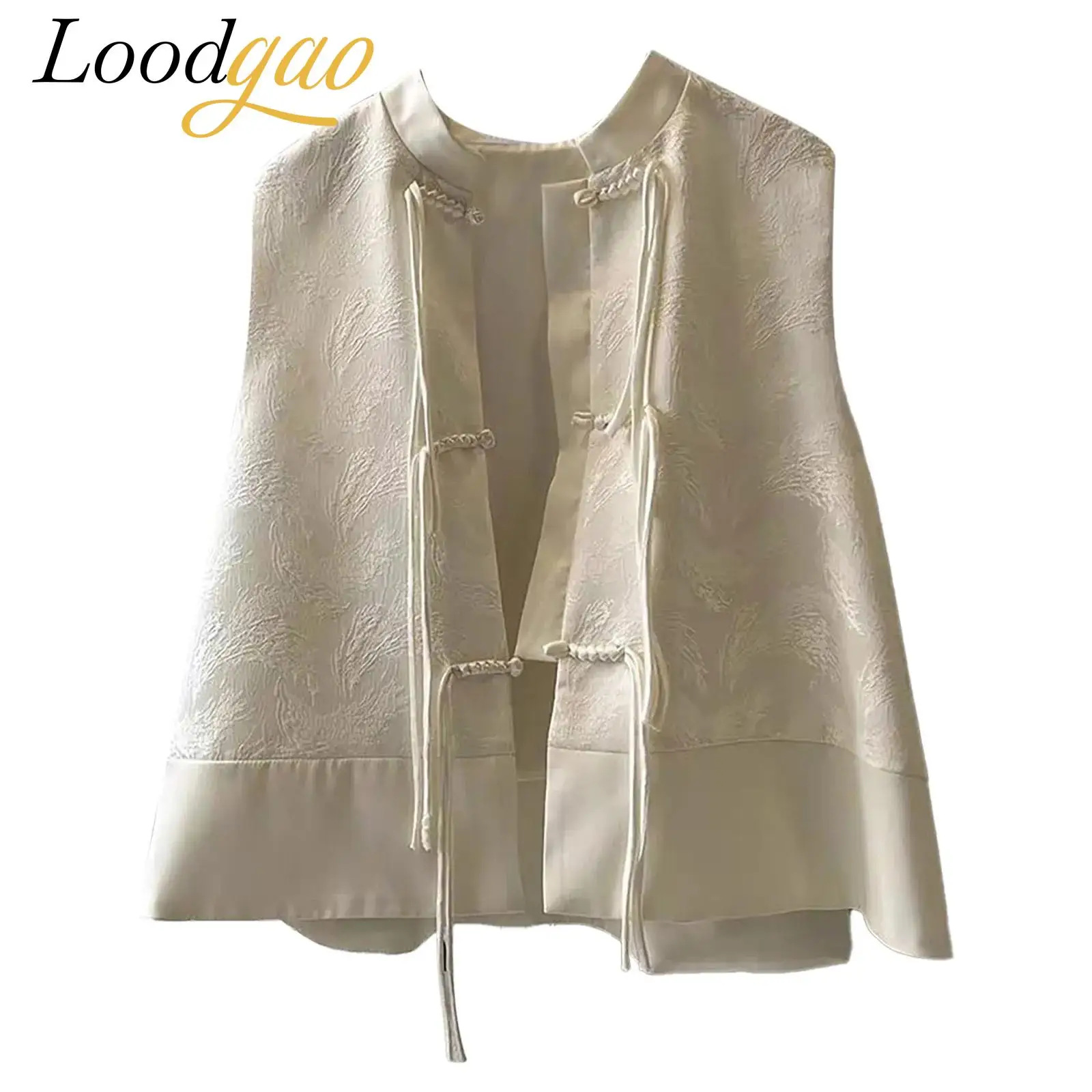 

Womens Cheongsam Tops Exquisite Jacquard Traditional Chinese Vest Chinese Buttons Sleeveless Split Hem Tank Top Waistcoats