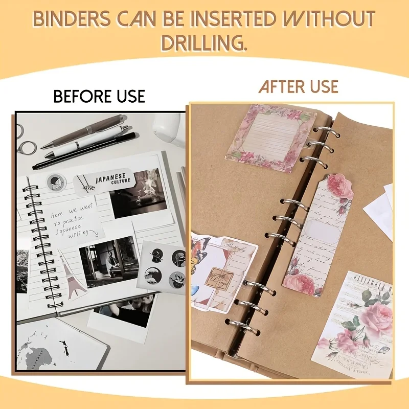 100pcs Self-Adhesive Perforated Reinforcement Stickers,Suitable for Notebooks,Loose-Leaf Binder Supplementary Inner Pages view 4