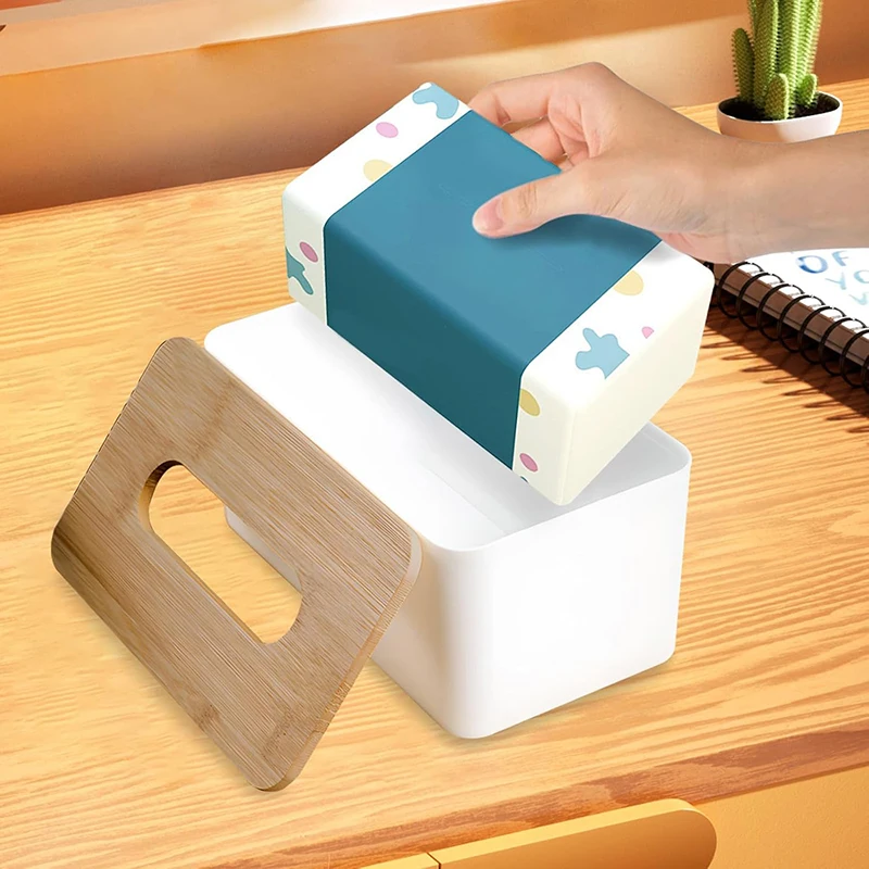 Küchentuchbox aus Kunststoff, abnehmbar, rechteckig, minimal gestaltete Papierbox für Haushalt, Esstisch, Wohnzimmer, Badezimmer, TMZ – Detail 3
