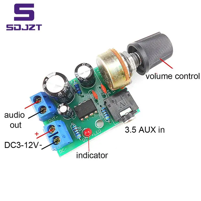 LM386 10 واط الصوت مكبر للصوت مجلس مونو 3.5 مللي متر تيار مستمر 3-12 فولت التحكم في مستوى الصوت وحدة أمبير صغيرة قابل للتعديل حجم