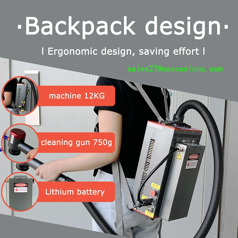 JPT Lazer Cleaner Backpack 100w 200W 300w Pulse Fiber Laser Cleaning Machine For Repairing Oil Stain Rubber Paint Removing Tools