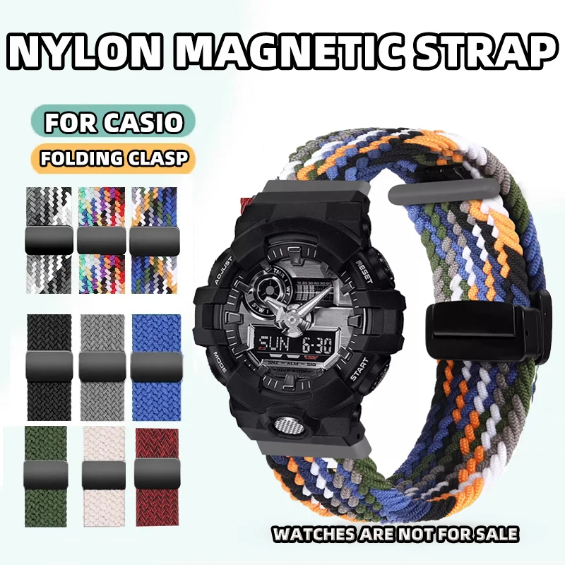 Magnetic Canvas Watch Strap For Casio G-SHOCK DW5600 5610 GBX-100 GBA-800 GMA-B800 GMD-B800 GBD GA-800 Braided Nylon Watch band