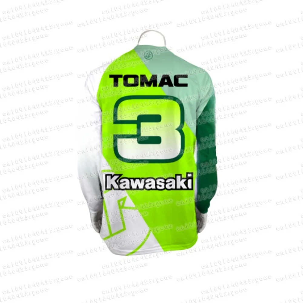 

Мужская гоночная команда Kawasaki # 3 TOMAC Мужская футболка с длинным рукавом на весну и осень 2025 Спортивный дышащий мужской трикотаж