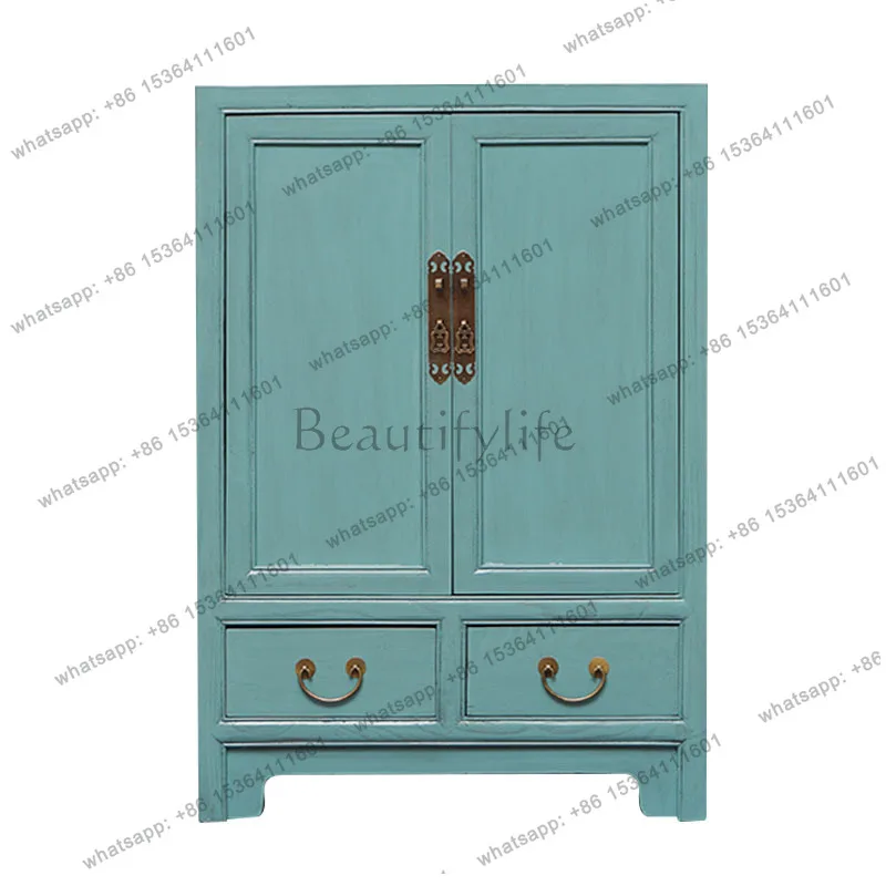 

New Chinese furniture foyer solid wood porch cabinet partition light luxury old decorative cabinet