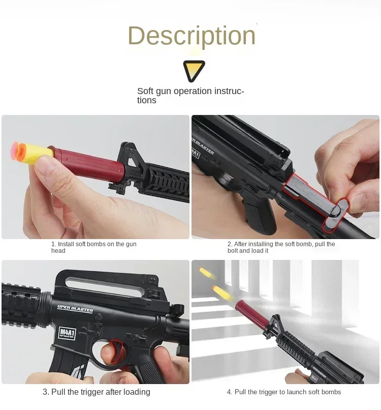 Soft Bullet Mini AK47 M4A1 Abschlagbare Spielzeugpistole Gewehr Shell Auswurf Spielzeugpistole Modell Kinder Weihnachtsgeschenke Spielzeug für Erwachsene – Detail 7