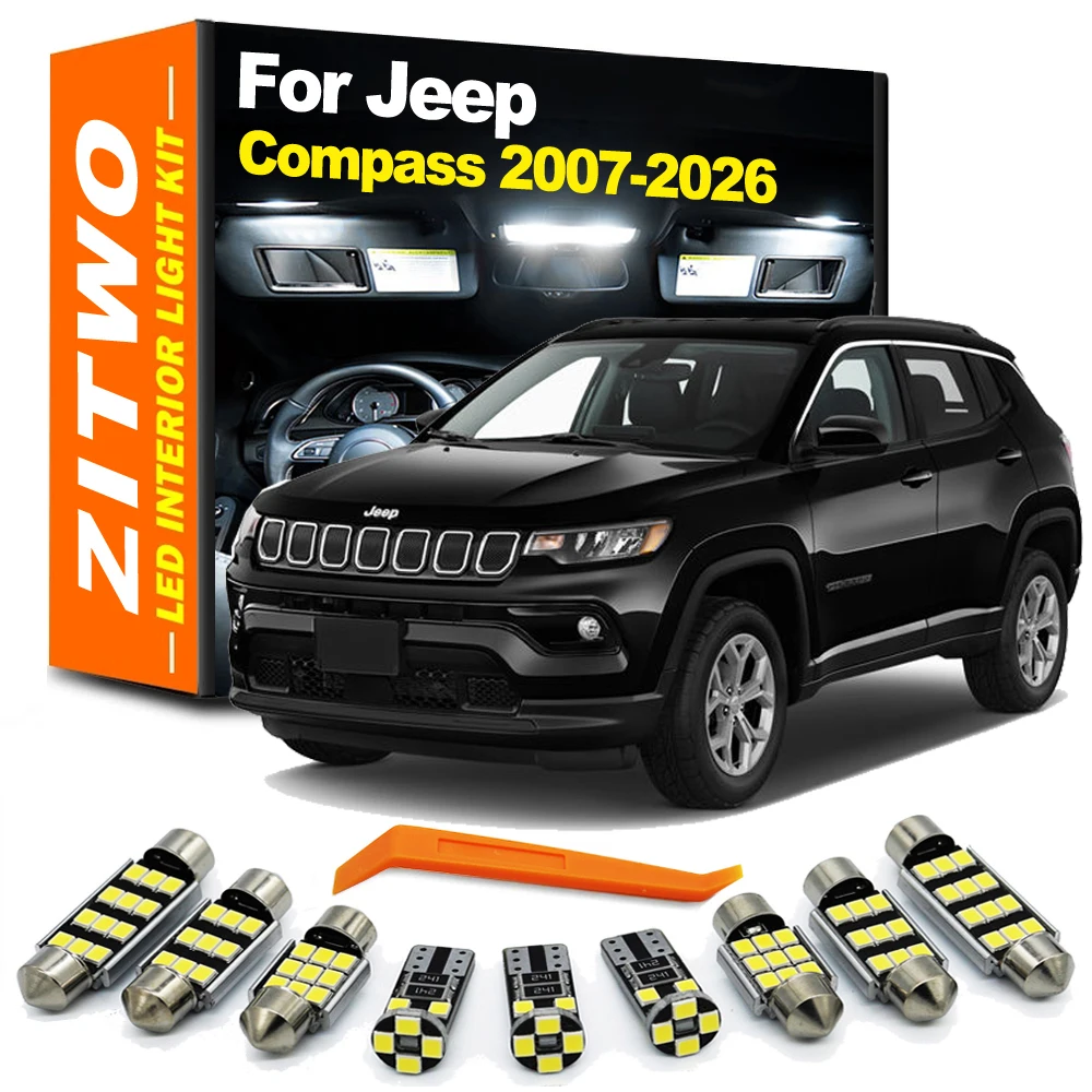 

Светодиодная лампа, внутренняя купольная карта, комплект освещения для Jeep Compass 2007 2008-2018 2019 2020 2021 2022 2023 2024 2025 2026 Автомобильные аксессуары