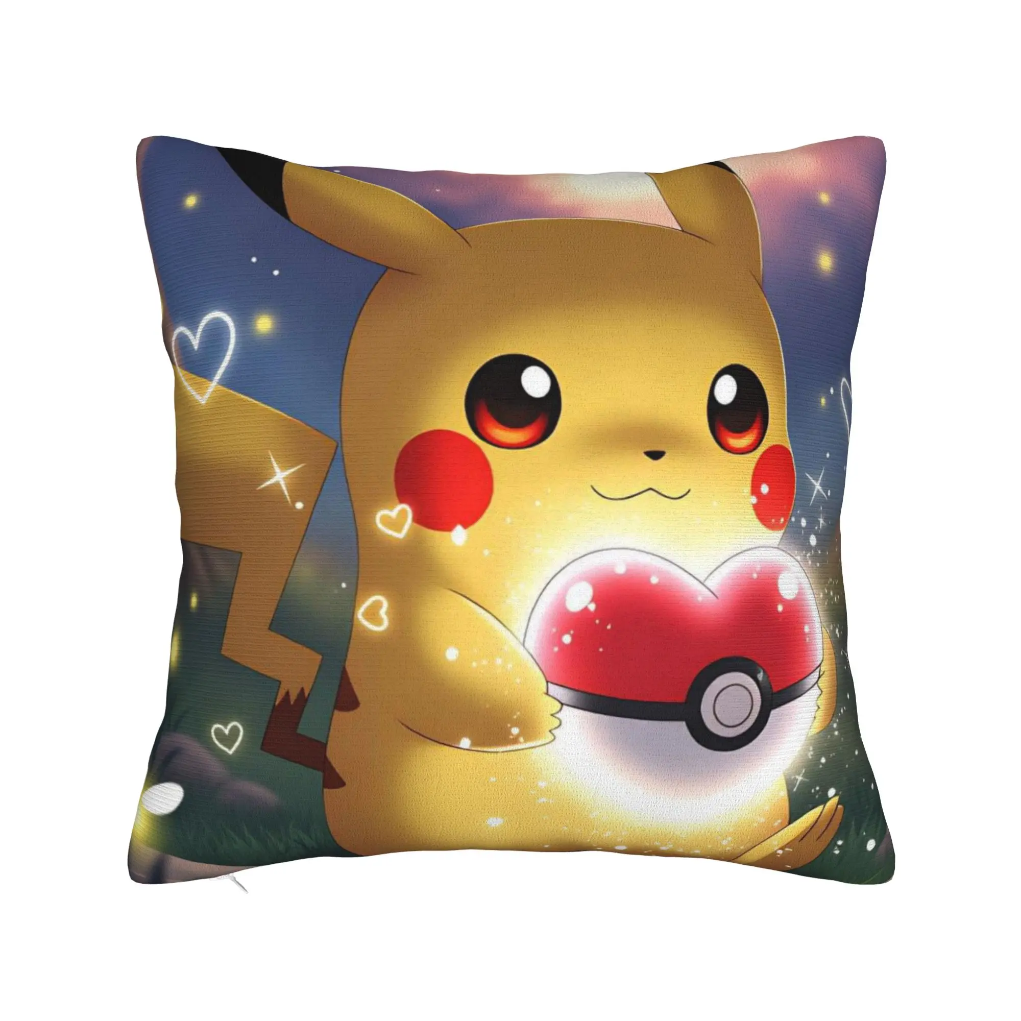 Pokemon Pikachu Pillow Case  Kawaii Pillow Cover Square Pillowcases For Couch Sofa Bedroom