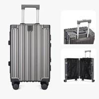 Women's Suitcase Wear-Resistant 20inch 22inch 24inch Aluminum Frame Boarding Trolley Case Boys Silent Wheel Suitcase