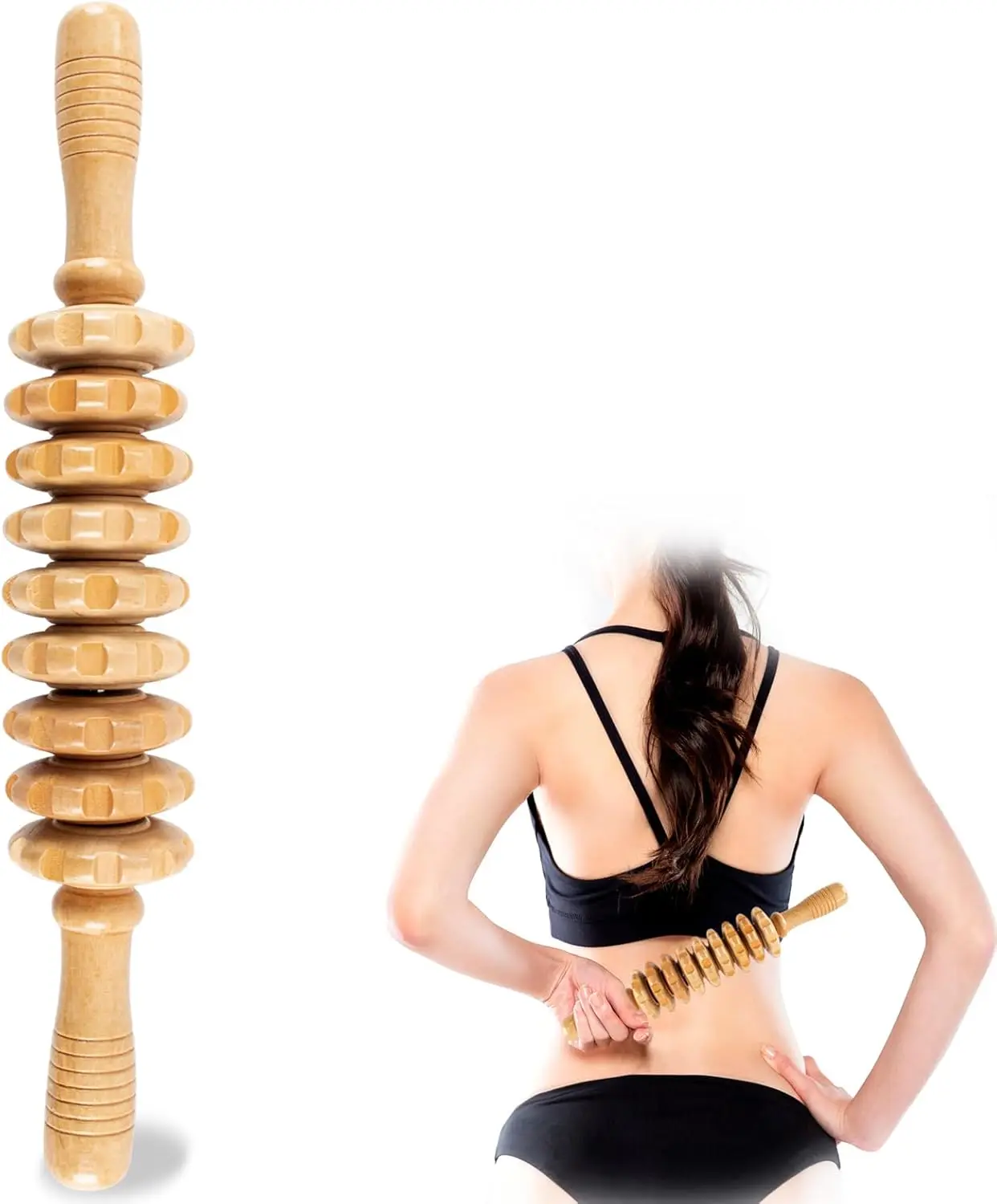

Wood Therapy Massage Tool - Lymphatic Drainage Roller for Cellulite Reduction & Body Contouring
