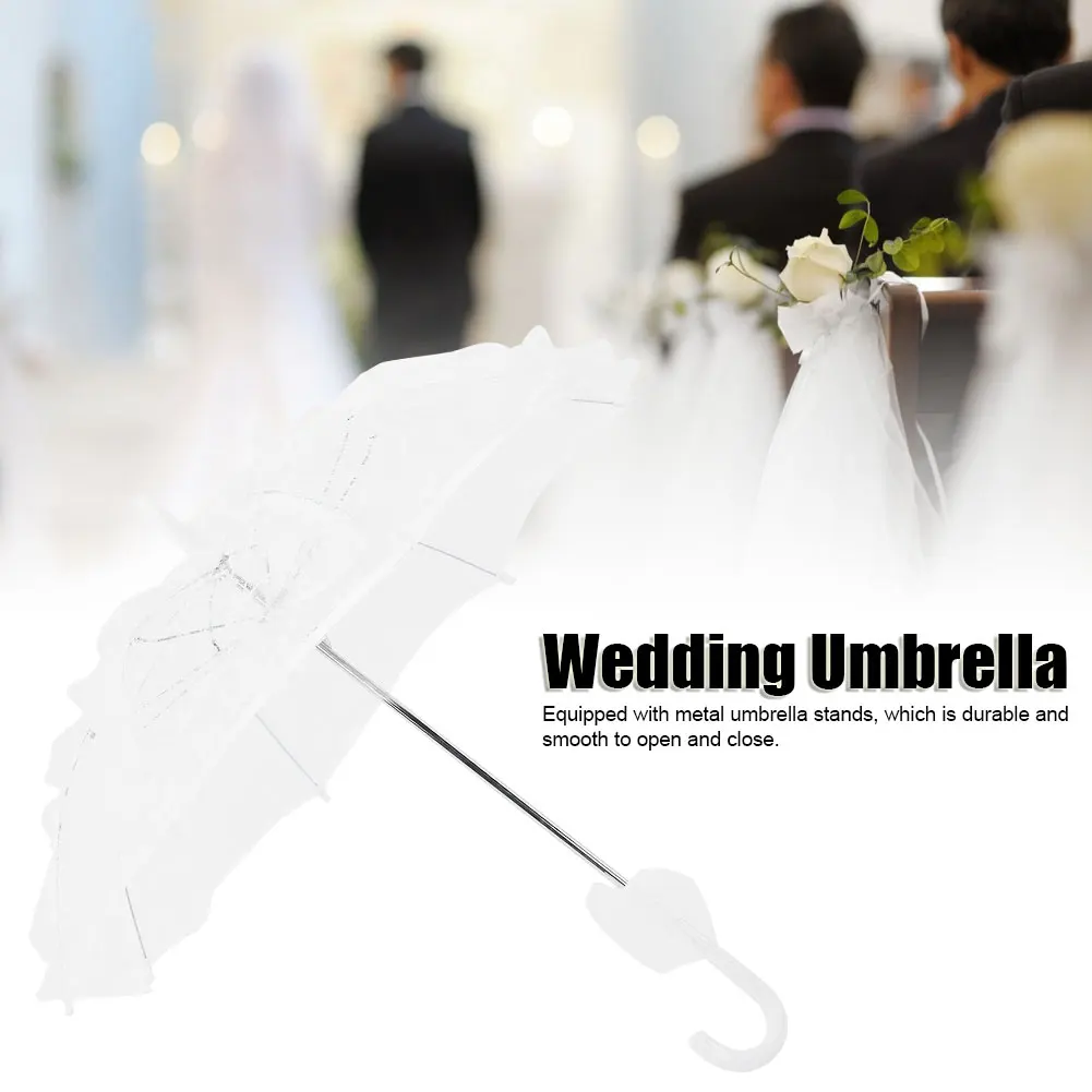 Wedding Bridal Umbrella White Lace Craft Umbrella Sun Umbrella Stage Performance Props Kids Umbrella for Wedding Party Decor