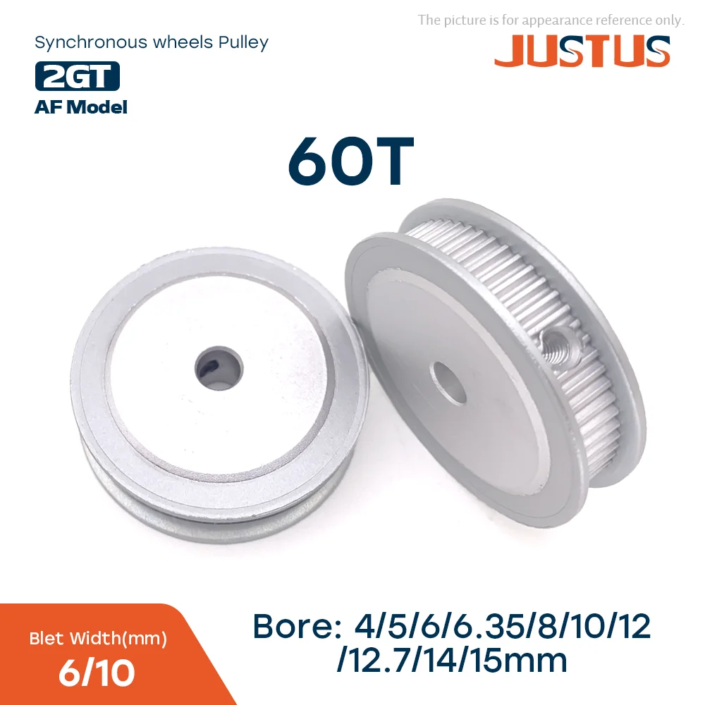 

GT2 60T 2GT Timing Pulley Bore 4/5/6/6.35/8/10/12/12.7/14/15mm Part For Width 6/10mm Timing Belt 3D Printer CNC Parts