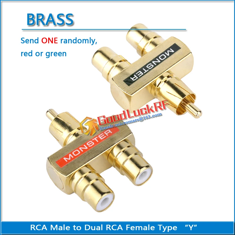 

Brass lotus three split RCA RF connector RCA Male to Dual RCA Female audio and video connection Type Y extension conversion