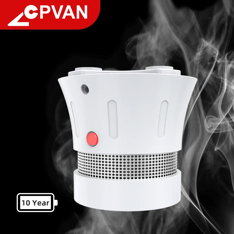 CPVAN Independent Smoke Detector Alarm 10 Years Battery EN14604 CE Certified Standalone Fire Detection Alarm Sensor Security