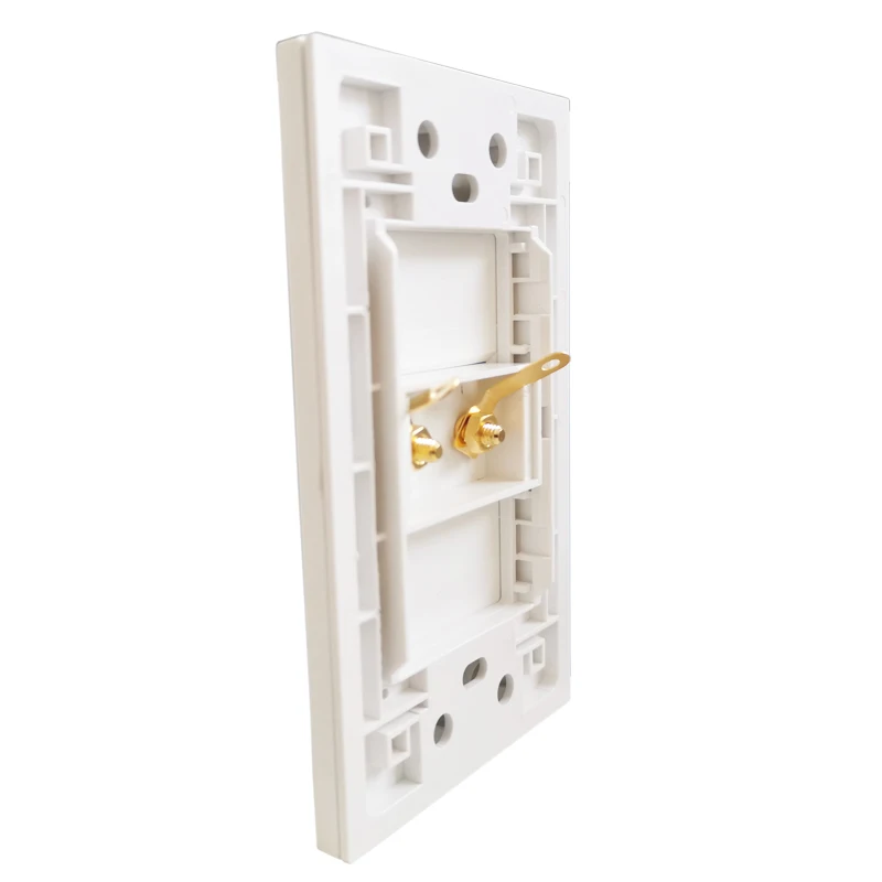 Hifi Speaker Cable Wire Wall Panel Golden Plated Socket 1 Gang Sound System Copper Banana Plug Outlet Faceplate In White Color