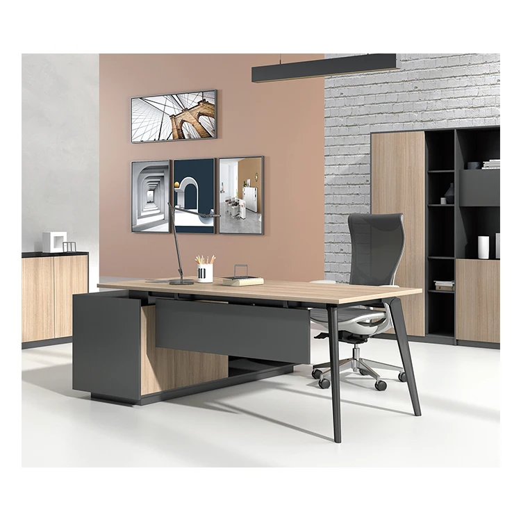 Modern Convertible Executive Office Desk with Locker and Computer Combination Wooden Commercial Furniturepromote sales