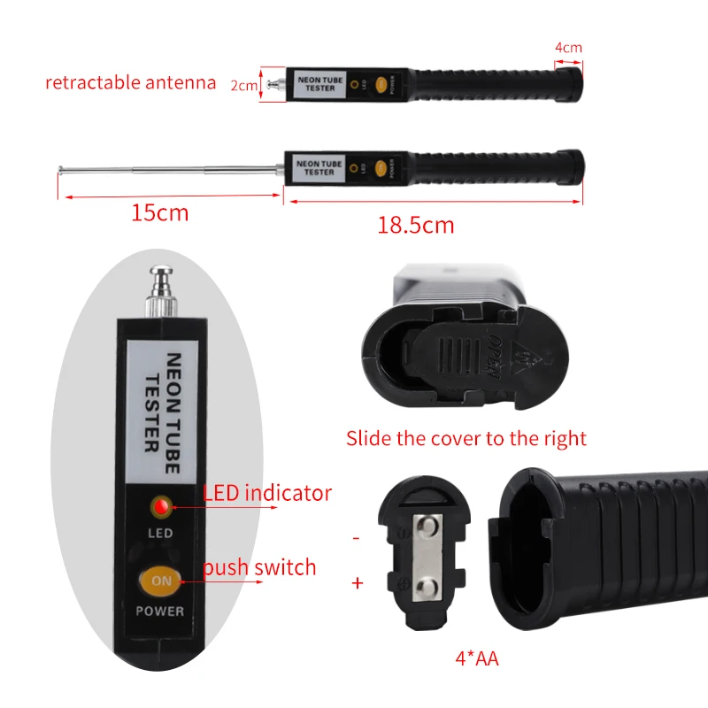 Portable Neon Tester Handheld Neon Tube Checker Lamp Fluorescent LED Indicator Various Lights Bulb Quality Fault Detector Tools