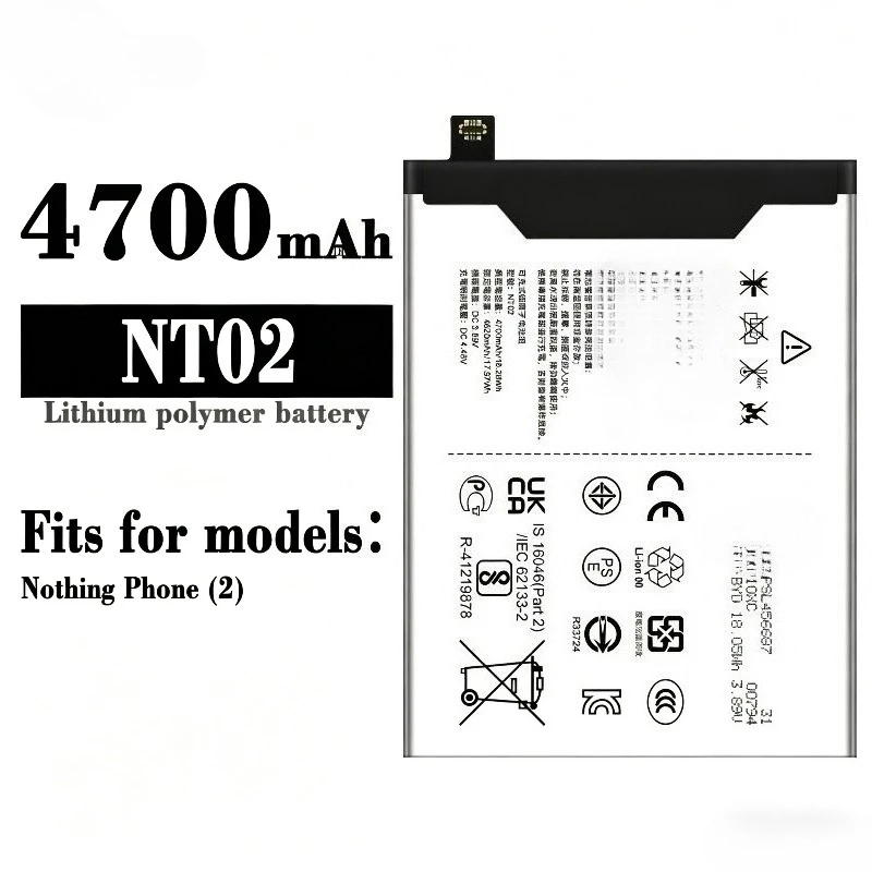 New Battery Compatible NT02 4.48V 4700mAh for Nothing Phone 2 Mobile Phone Batteries
