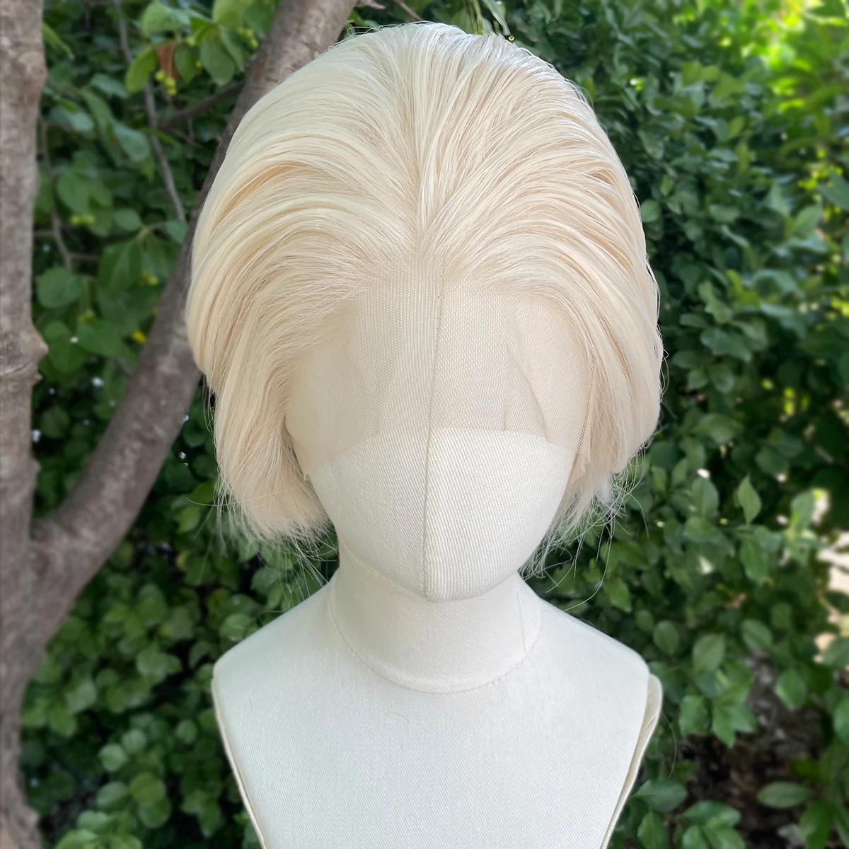 Light Blonde Short Bob Cut Synthetic Lace Front Wigs for Women Cosplay Wigs for Men Star Glueless 13x4 Lace Front Wigs Natural