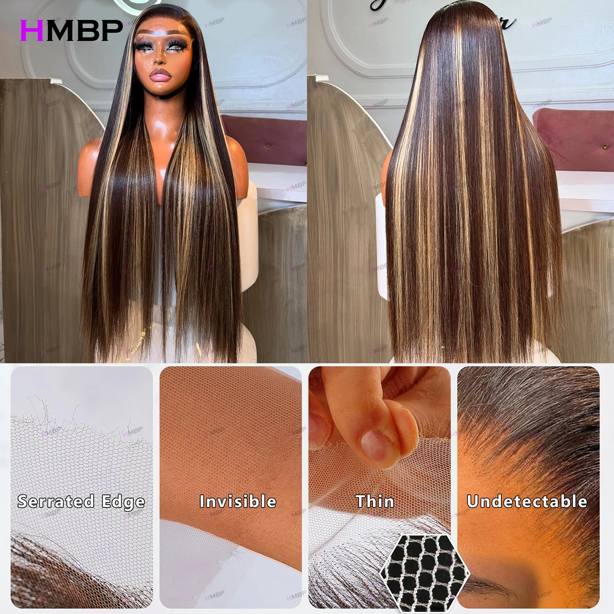 Skinlike HD الدانتيل ترقية 13x6 HD الدانتيل الباروكات الأمامية الكاملة شعر الإنسان الحرير مستقيم يسلط الضوء على غير مرئية HD الدانتيل الباروكات 400 الكثافة