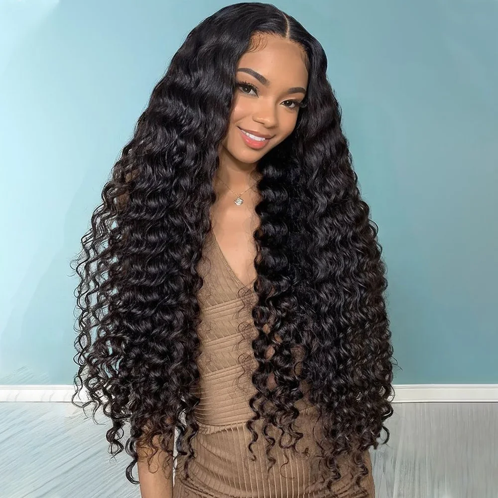 

36 дюймов 13x6 HD Lace Fronta Deep Water Wave Парик из натуральных волос на кружеве спереди 200% Плотность Глубокая волна Парик из человеческих волос Бразилия Человеческие волосы