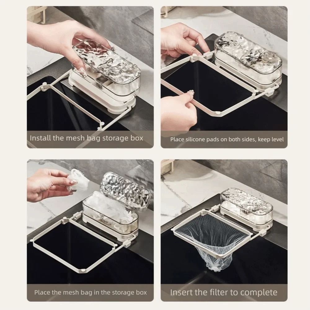 Saugnapf Küche Waschbecken Filter Rack Gefaltet Design Lagerung Box Müll Ablauf Korb Halter Platzsparend Starke Tragfähigkeit